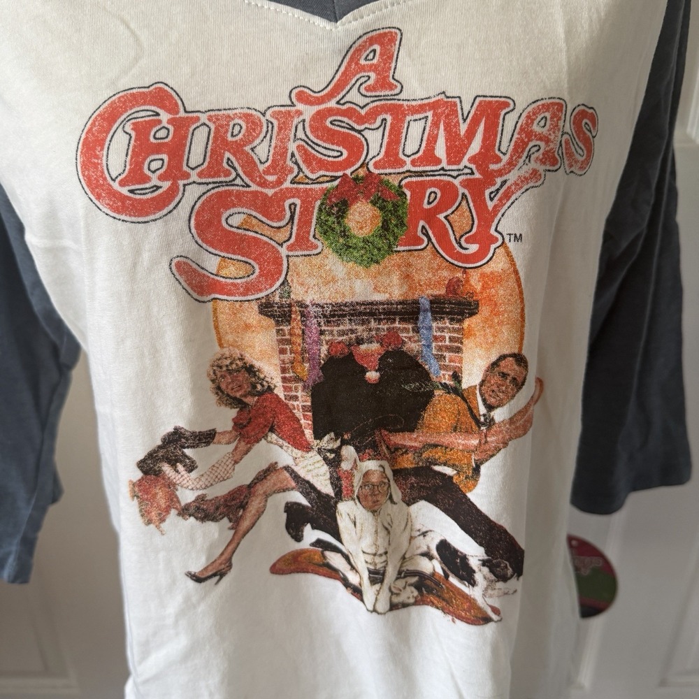 A Christmas Story Movie Women's Raglan T-Shirt White/Grey XL - Picture 2 of 11